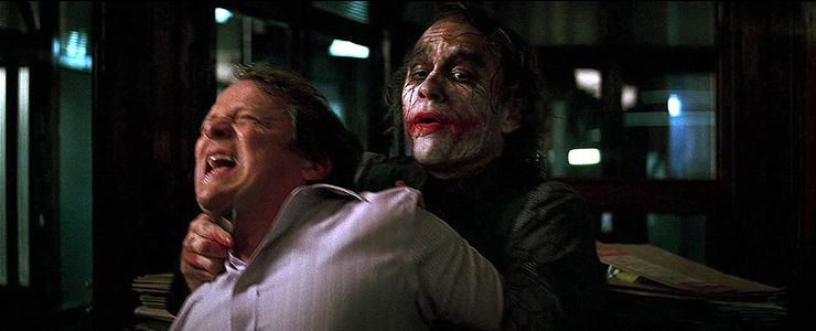 The Dark Knight - Keith Szarabajka and Heath Ledger